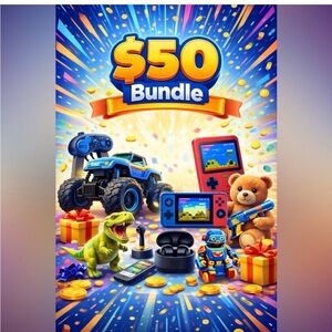 Kids Toy Bundle with Blue RC Truck, Red Handheld Game & Multicolor Toys